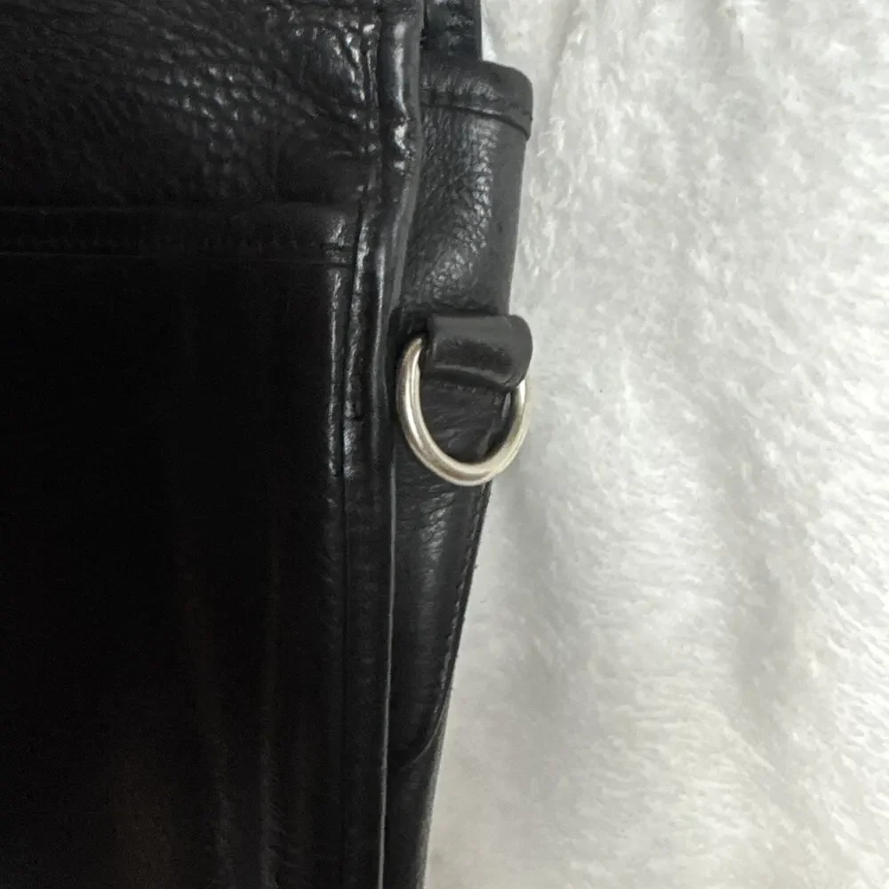 Aston Black Leather Briefcase Turn Lock Closure Made in USA NO Shoulder Strap